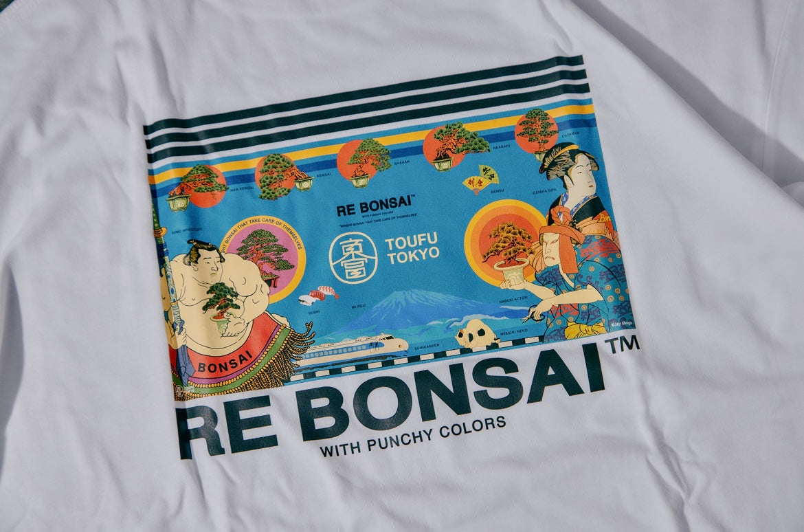 TOUFUTOKYO “RE BONSAI™︎Ukiyoe Edition” T-SHIRT（WHITE / BLACK）