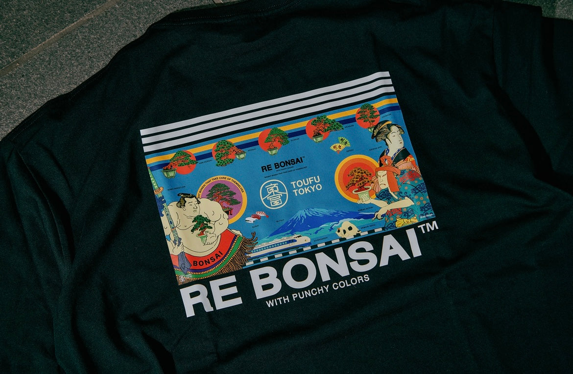 TOUFUTOKYO “RE BONSAI™︎Ukiyoe Edition” T-SHIRT（WHITE / BLACK）
